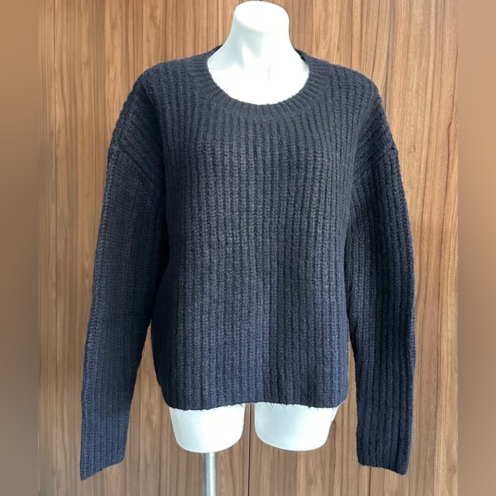 Woolen Bloom Navy Thick Ribbed Static Woven Fleck Crew Neck Sweater New M